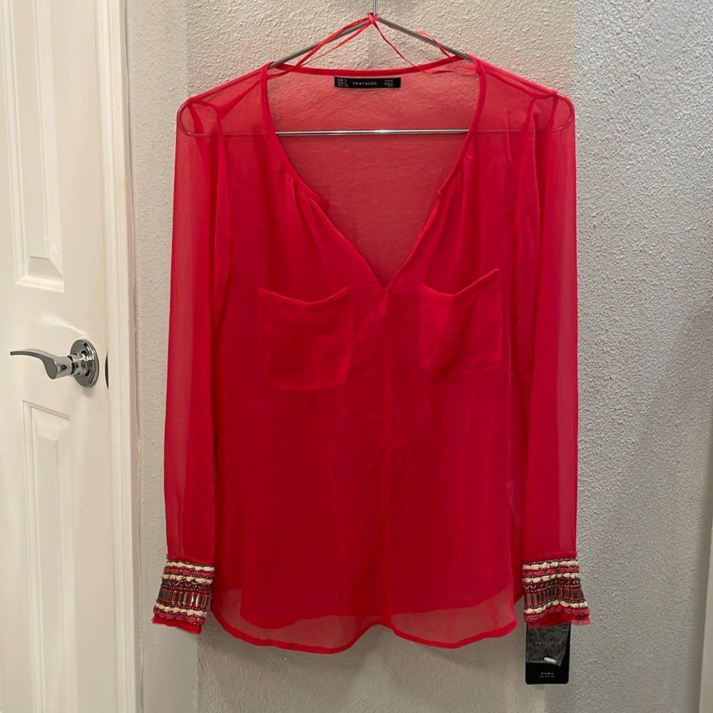 Zara women’s small sheet blouse tangerine